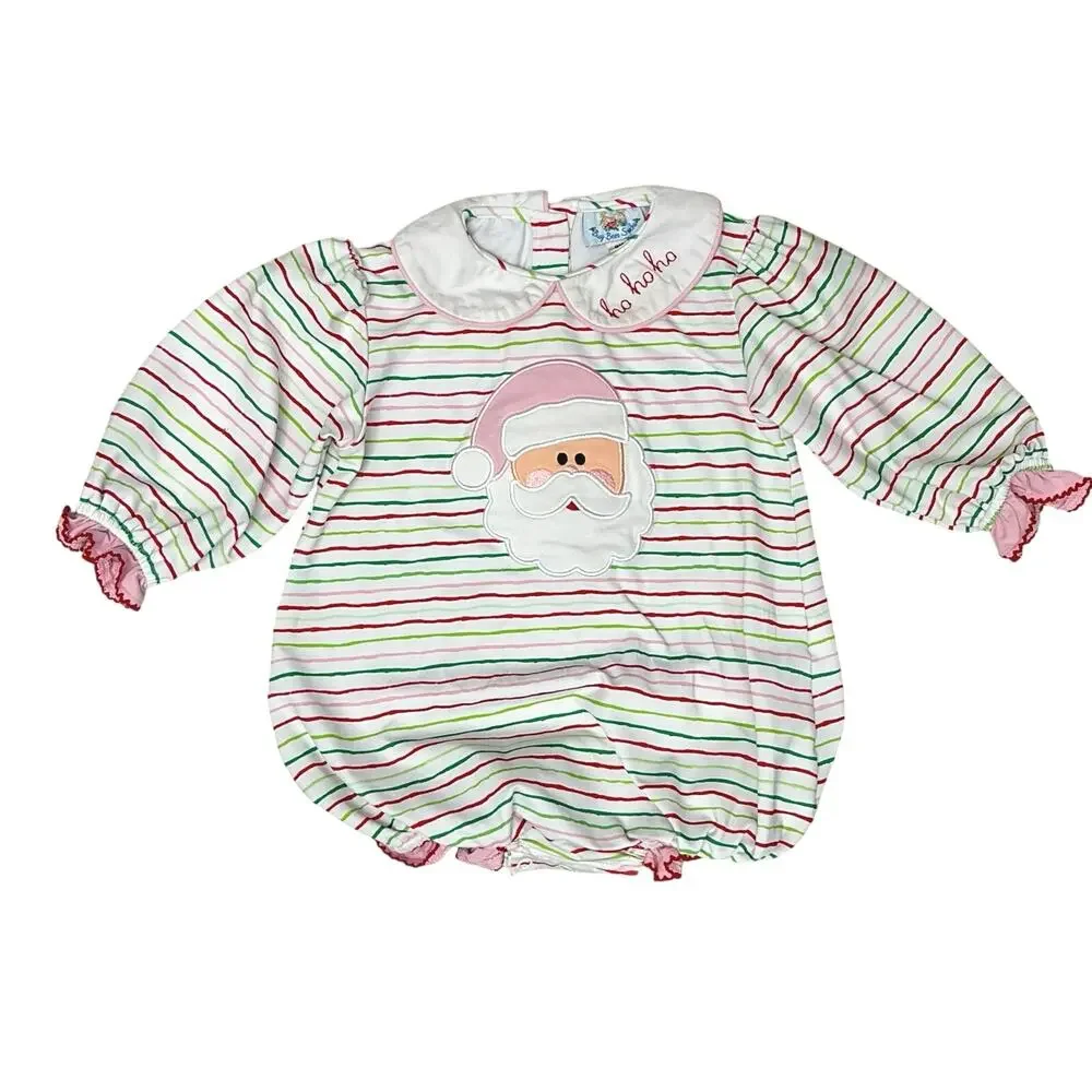 Busy Bees Smocks Santa Christmas Sister Set Girls Shirt Sz 5 Bubble Sz 9M